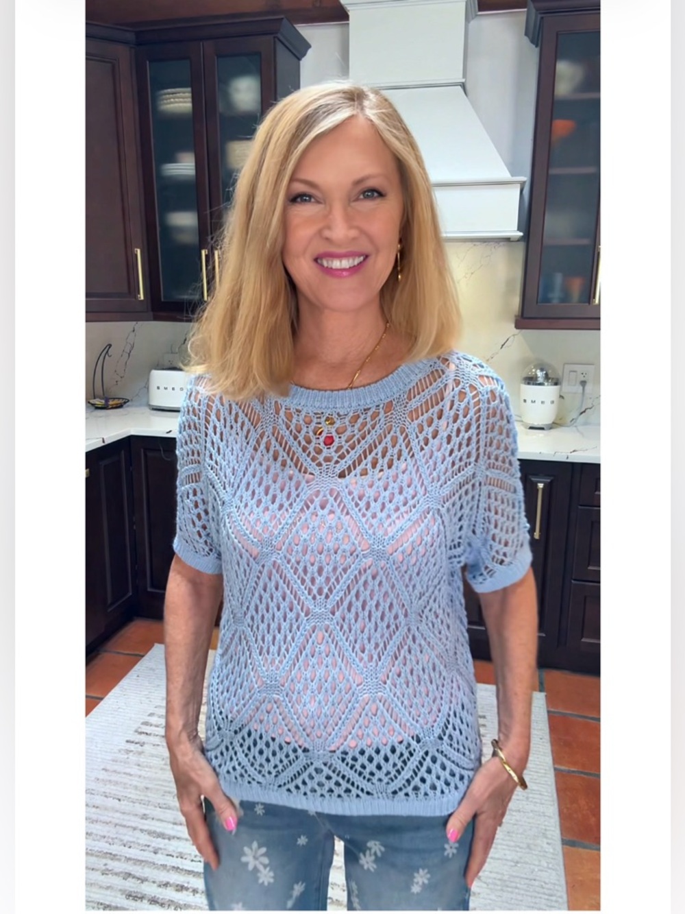 NWT Blue Crochet Cover-Up Top-S - Picture 3 of 17
